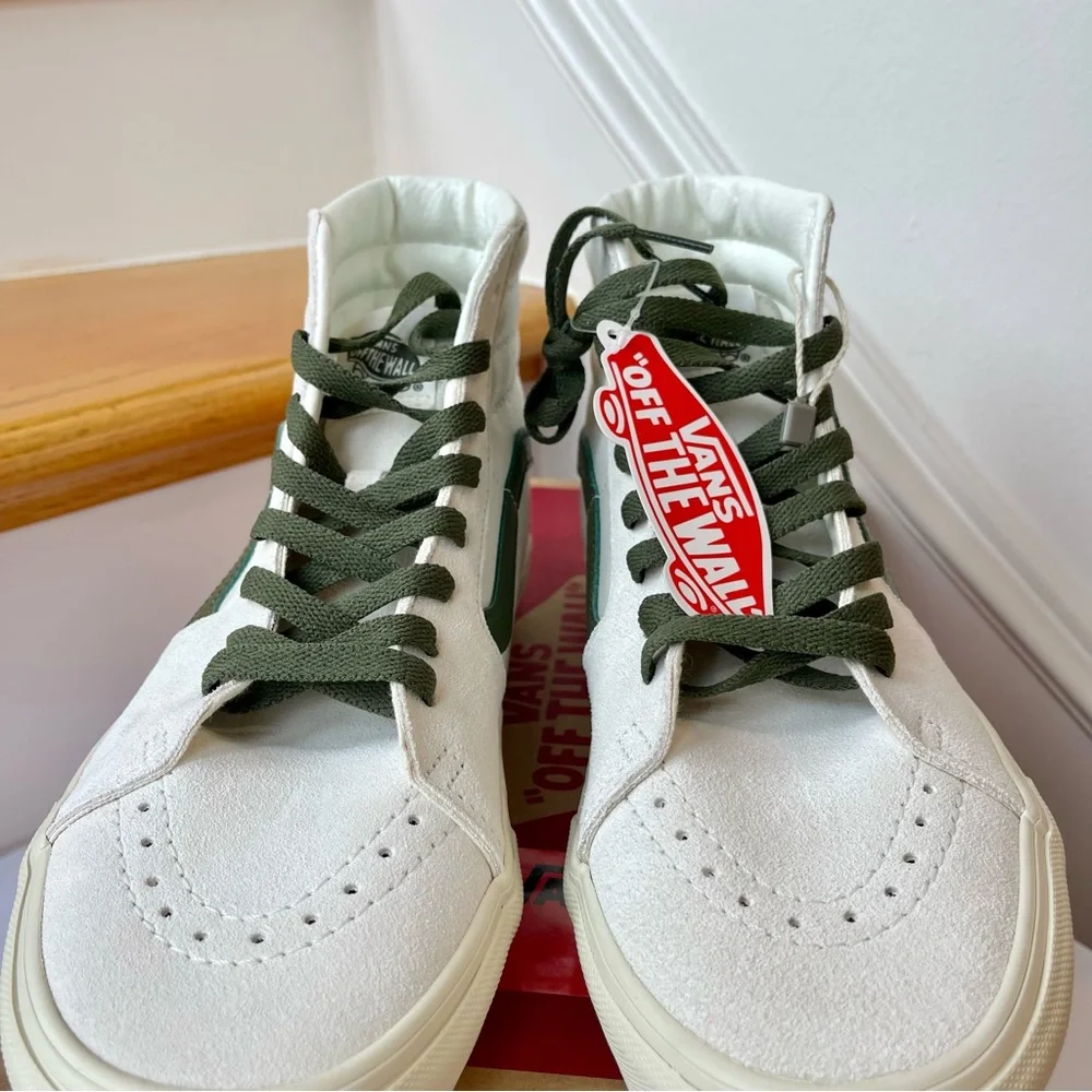 NWT Vans Sk8 Hi Leather Sneakers in Vintage Pop - Marshmallow Turtledove shoes - Picture 12 of 15